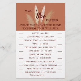 Zou ze liever Pampas-Vrijgezellenfeest-spelkaart h Flyer