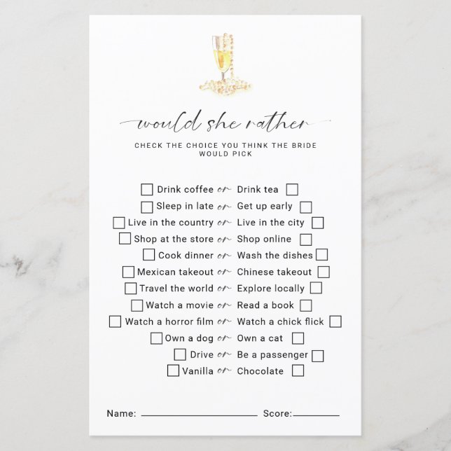 Zou ze liever parels prosecco Vrijgezellenfeest (Voorkant)