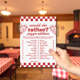 Zou ze liever pizza vrijgezellenspel kaart