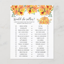 Zou ze liever - pompoen Baby shower spel