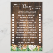 Zou ze liever rustieke Safari Shower Game Kaart (Voorkant)