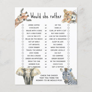 Zou ze liever - safari baby shower spel