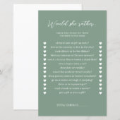 Zou ze liever sparen groen Vrijgezellenfeest spel (Voorkant / Achterkant)