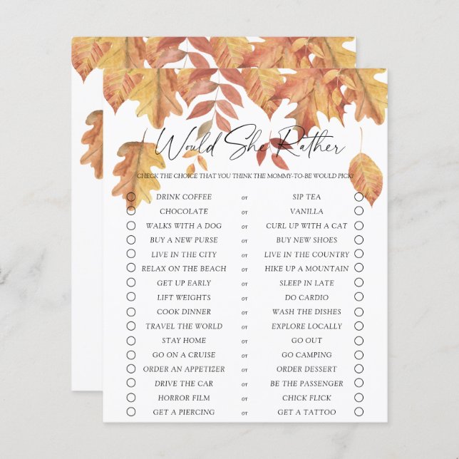 Zou ze liever spel - Vallende bladeren (Voorkant / Achterkant)