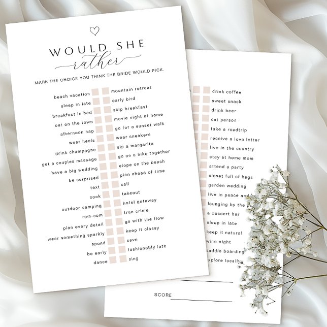 Zou ze liever spelen? | Minimaal Vrijgezellenfeest (Bridal Shower Game)