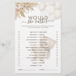 Zou ze liever Teddy Bear Baby shower Game hebben?