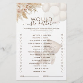 Zou ze liever Teddy Bear Baby shower Game hebben?