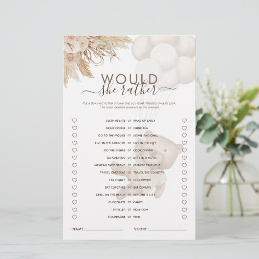 Zou ze liever Teddy Bear Baby shower Game hebben? (Staand voorkant)