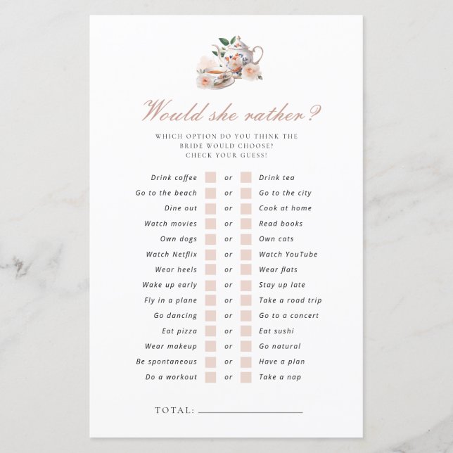 Zou Ze Liever Thee Party Bruiloft Spel (Voorkant)