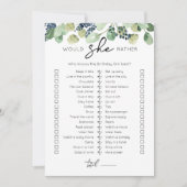 Zou ze liever verjaardagsfeestje spel Kaart (Voorkant)