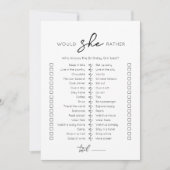 Zou ze liever verjaardagsfeestje spel Kaart (Voorkant)