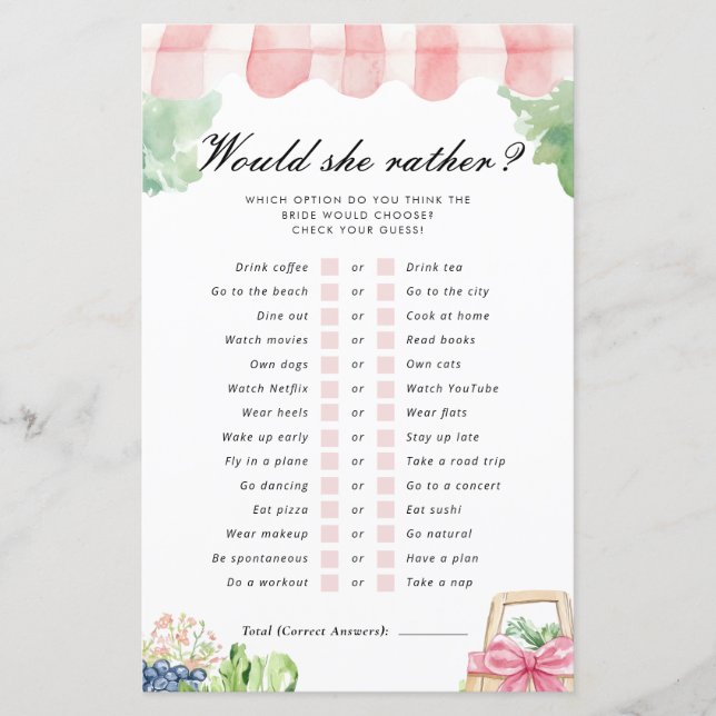 Zou ze liever vers van de markt bruids spel (Voorkant)