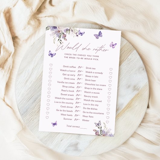 Zou ze liever vlinder Vrijgezellenfeest spel Kaart