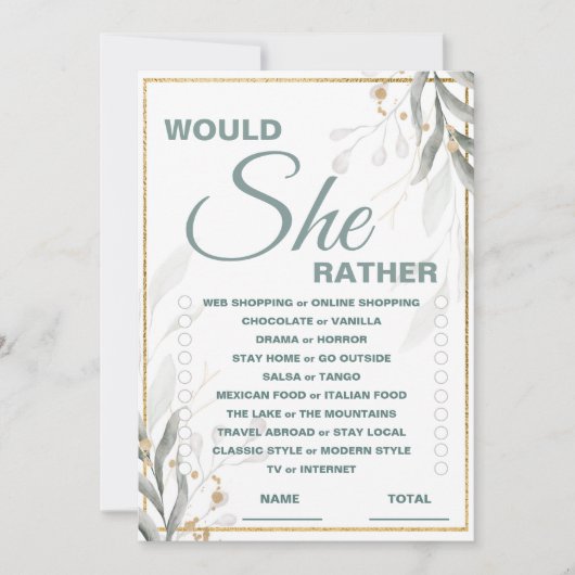 Zou ze liever Vrijgezellenfeest aanzetten om te sp Kaart (Voorkant)