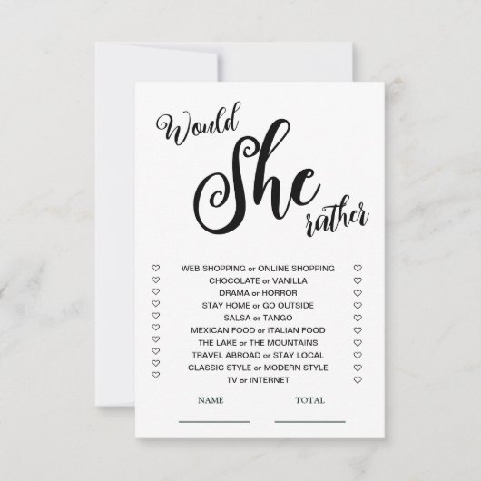 Zou ze liever Vrijgezellenfeest spelen? Kaart (Voorkant)