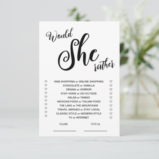 Zou ze liever Vrijgezellenfeest spelen? Kaart (Staand voorkant)