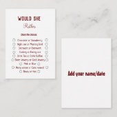 Zou ze liever vrijgezellenfeest spelen? notitiekaartje (Voorkant / Achterkant)