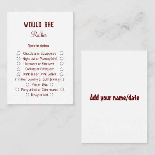 Zou ze liever vrijgezellenfeest spelen? notitiekaartje (Voorkant / Achterkant)