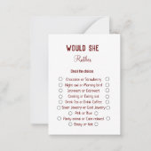 Zou ze liever vrijgezellenfeest spelen? notitiekaartje (Voorkant)