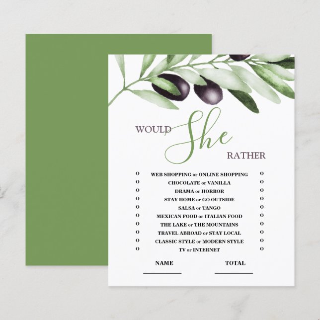 Zou ze liever Vrijgezellenfeest van de Olijfbijtak (Voorkant / Achterkant)