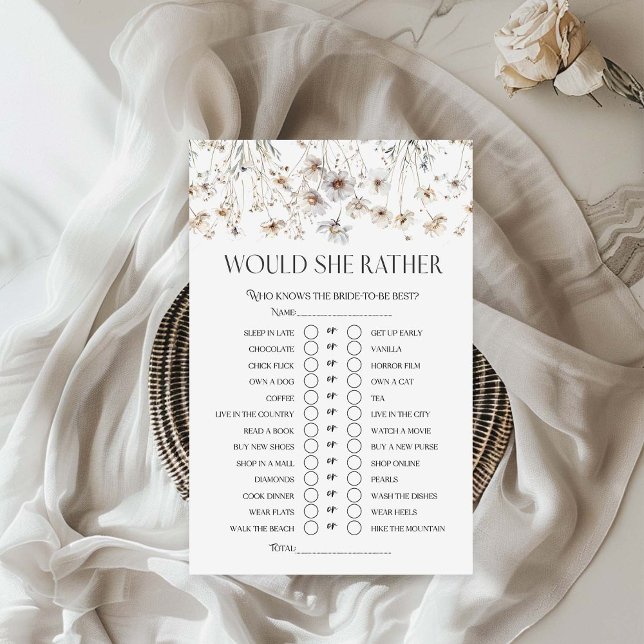 Zou ze liever wilde bloem Vrijgezellenfeest spel (Creator heeft geüpload)