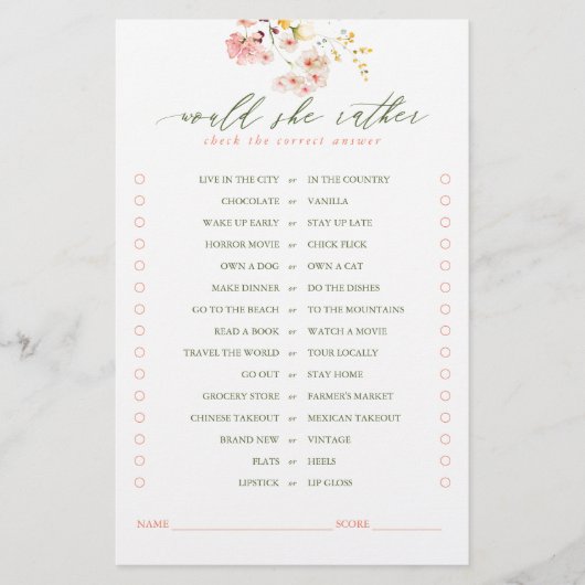 Zou ze liever wilde wilde bloemen in het wild spel (Voorkant)