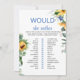 Zou ze liever zonnebloem Vrijgezellenfeest Kaart