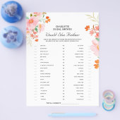 Zou Zij Eerder Bruids douche spel Bloemig Flyer (Enkel)