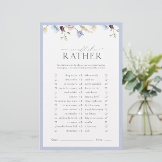 Zou Zij Eerder Stof Blauw Wilde Bloem Shower Spel (Staand voorkant)