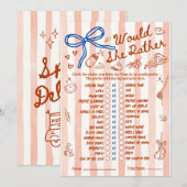 Zou Zij Liever Baby Shower Spel in Rood Blauw (Voorkant / Achterkant)