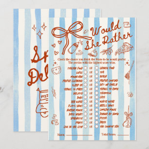 Zou Zij Liever Baby Shower Spel in Rood Blauw