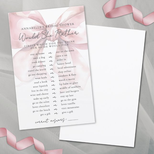 Zou Zij Liever Blozen Roze Strik Bruidsdouche (Would She Rather Blush Pink Bow Bridal Shower)