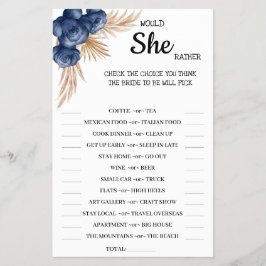 Zou zij liever BlueFlower Bruiloft GameCard Flyer