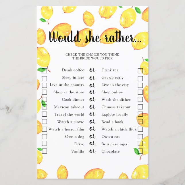 Zou zij liever Bruidsbadspel Citroen  (Voorkant)
