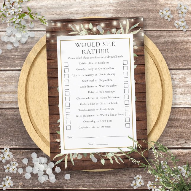 Zou Zij Liever Bruidsfeest Theepartij Spel (Would She Rather Bridal Shower Tea Party Game)