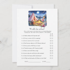 Zou zij liever kampeer vrijgezellenweekend spel kaart