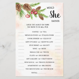 Zou zij liever Kerstmis Bruidsjurk Shower Spelkaar Flyer