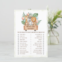 Zou Zij Liever Safari Dieren Baby Shower Spel