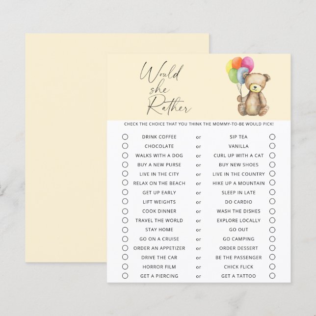 Zou Zij Liever Spel - Teddybeer (Voorkant / Achterkant)