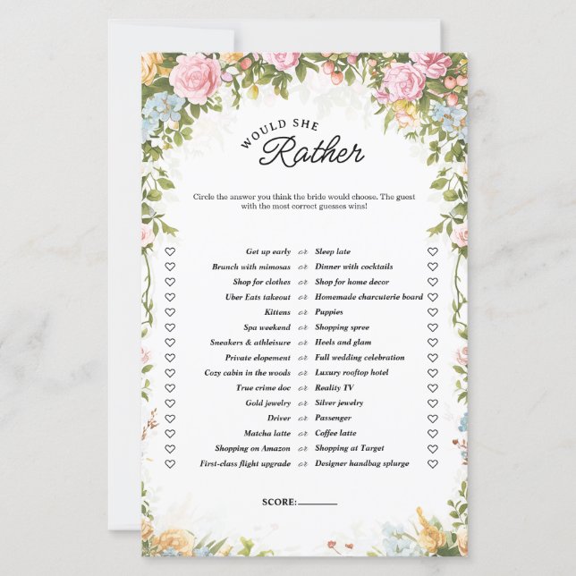 Zou zij liever theepartij bruiloftsspel (Voorkant)