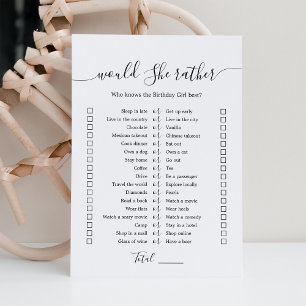 Zou Zij Liever Verjaardagsfeest spelkaart Kaart