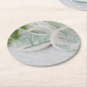 Zoudedeboomversieringen op  letters ronde kartonnen onderzetter (Gebogen)