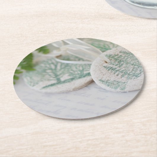 Zoudedeboomversieringen op  letters ronde kartonnen onderzetter (Gebogen)