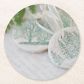 Zoudedeboomversieringen op  letters ronde kartonnen onderzetter (Voorkant)