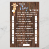 Zouden ze liever Cowboy Baby shower Game Card hebb Flyer (Voorkant)