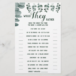 Zouden ze liever een Eucalyptus Shower Game-kaart  Flyer