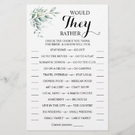 Zouden ze liever een Eucalyptus Shower Game-kaart  Flyer