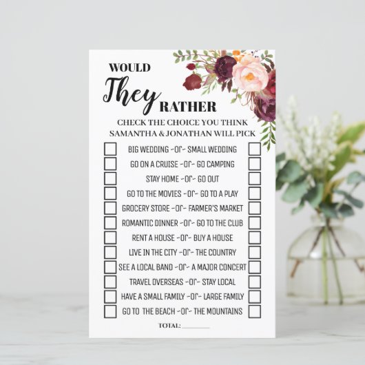 Zouden ze liever Marsala Flowers Shower-game gebru (Staand voorkant)