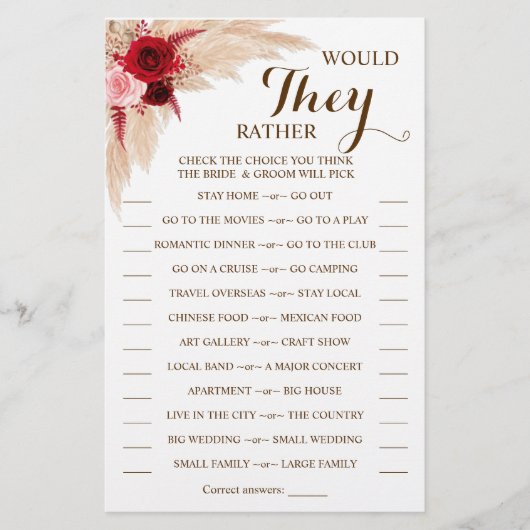 Zouden ze liever Pampas Grass Game-kaart hebben? Flyer (Voorkant)