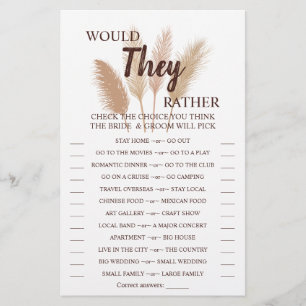 Zouden ze liever Pampasgras Shower Game Card Flyer